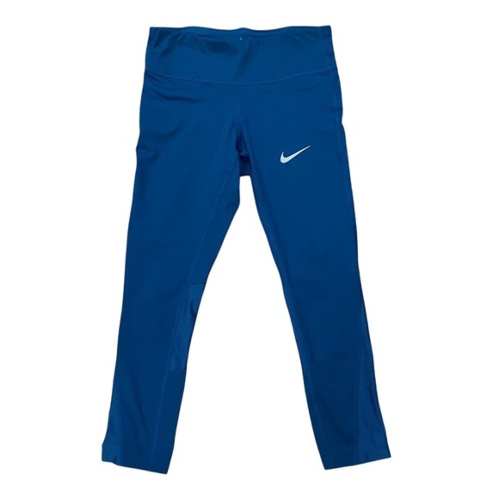 Nike Dri-FIT Women Blue Running Leggings Mesh Panels Zip Pocket XS